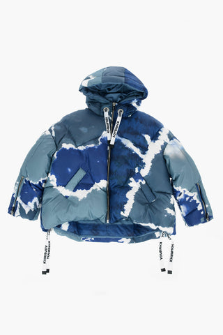 Piumino Effetto Tie Dye con Zip Sulla Manica