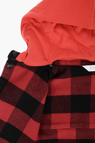 removable hood buffalo check overshirt