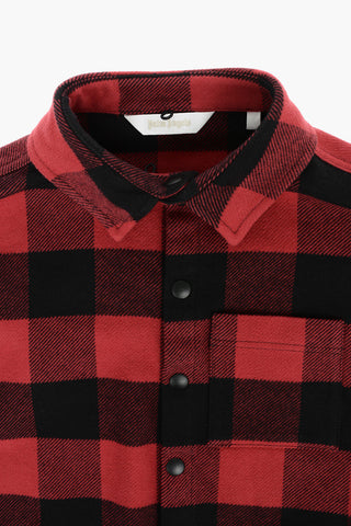 removable hood buffalo check overshirt