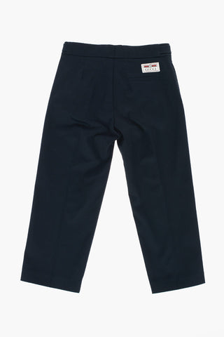 double pleat stretch cotton pants