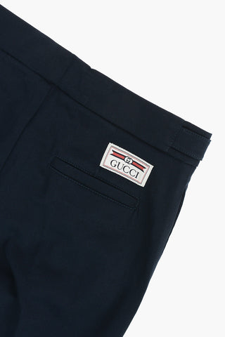 double pleat stretch cotton pants