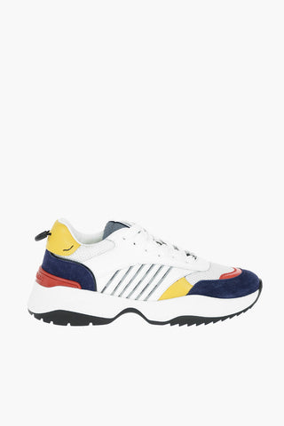 Logoed Details Leather and Fabric Sneakers