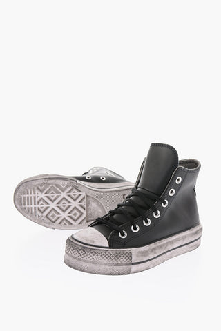 CHUCK TAYLOR ALL STAR 4cm Vintage Effect Leather LIFT High-Top Sneakers