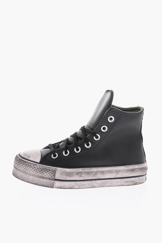 CHUCK TAYLOR ALL STAR 4cm Vintage Effect Leather LIFT High-Top Sneakers