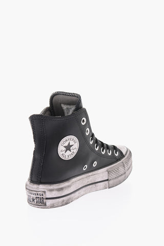CHUCK TAYLOR ALL STAR 4cm Vintage Effect Leather LIFT High-Top Sneakers