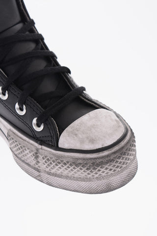 CHUCK TAYLOR ALL STAR 4cm Vintage Effect Leather LIFT High-Top Sneakers
