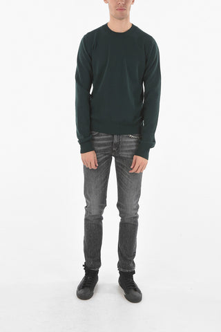 Stretchy Wool Sweater with Ribbed Hems