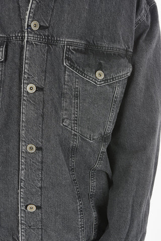 JUNYA WATANABE Faux-fur Lined Denim Jacket with Back Maxi Print