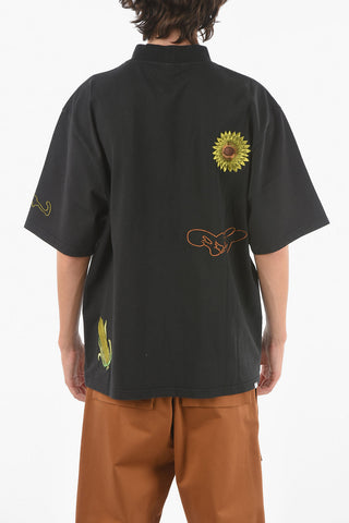 T-shirt Mock Neck VEGGIE SAUNA con Ricami