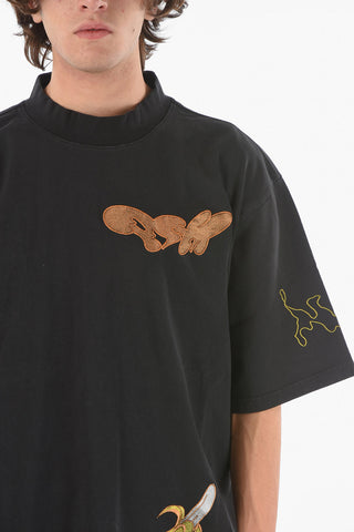 T-shirt Mock Neck VEGGIE SAUNA con Ricami