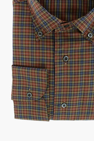 Plaid Motif Shirt with Button-Down Collar
