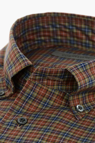 Plaid Motif Shirt with Button-Down Collar