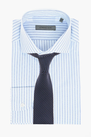 Pencil Striped Cotton Shirt with Spread Collar