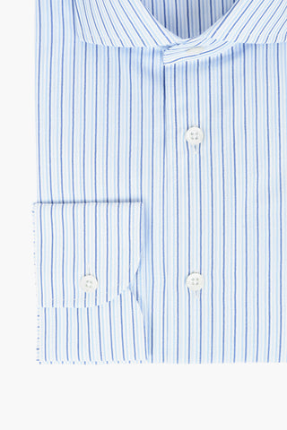 Pencil Striped Cotton Shirt with Spread Collar
