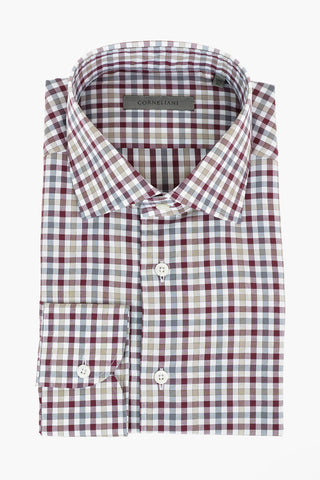 Camicia a Quadri in Cotone con Collo Francese