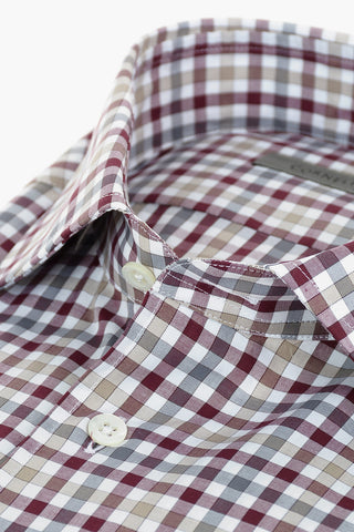 Camicia a Quadri in Cotone con Collo Francese