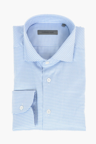 Camicia Slim Fit in Cotone Pied de Poule