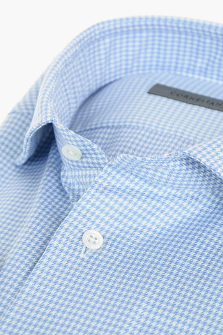 Camicia Slim Fit in Cotone Pied de Poule