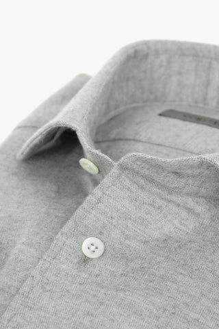Camicia in Misto Flanella di Cotone Twill con Collo Francese