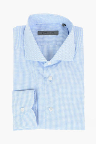 Standard Collar Checkered Cotton Shirt