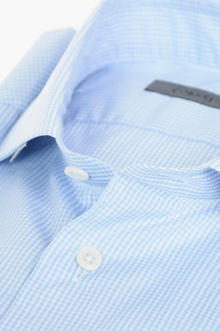 Standard Collar Checkered Cotton Shirt