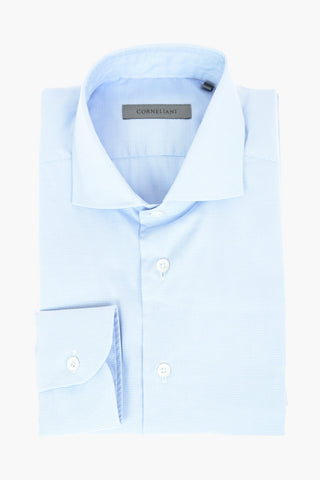 Camicia in Cotone Popeline con Motivo Micro Pied de Poule