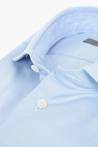 Camicia in Cotone Popeline con Motivo Micro Pied de Poule