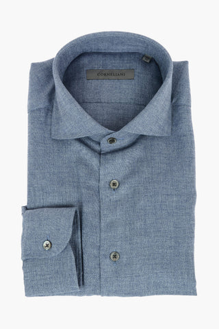 Standard Collar Tweed Cotton Slim Fit Shirt