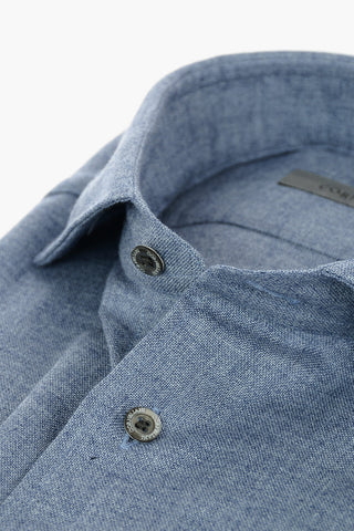 Standard Collar Tweed Cotton Slim Fit Shirt