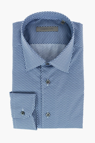 Patterned Shirt with Spread Collar