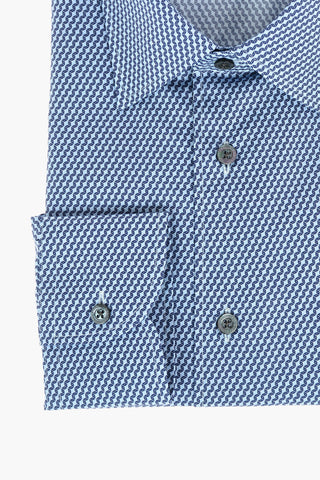 Patterned Shirt with Spread Collar