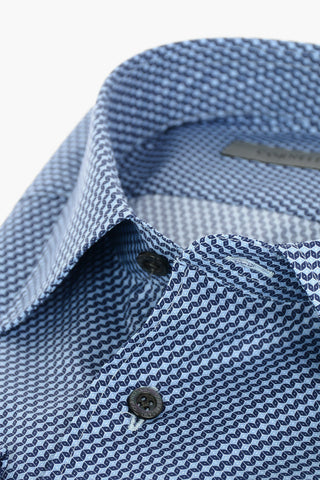 Patterned Shirt with Spread Collar
