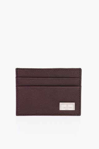 Leather Card Holder with Metal Logo