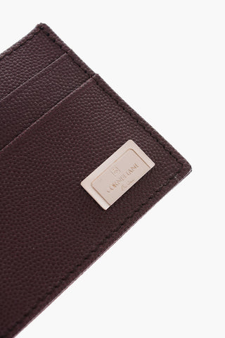 Leather Card Holder with Metal Logo