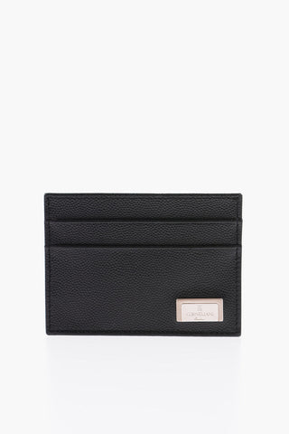 Solid Color Pebbled Leather Card Holder
