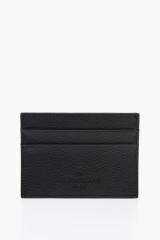 Solid Color Pebbled Leather Card Holder