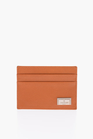 Leather Card Holder with Silver Logo Tag