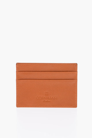 Leather Card Holder with Silver Logo Tag