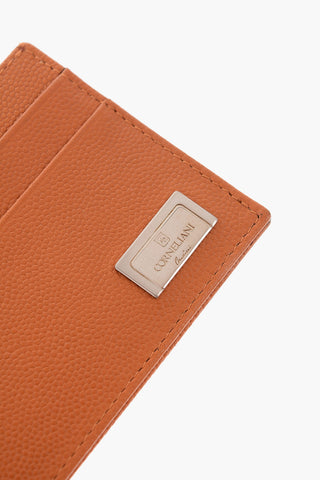 Leather Card Holder with Silver Logo Tag