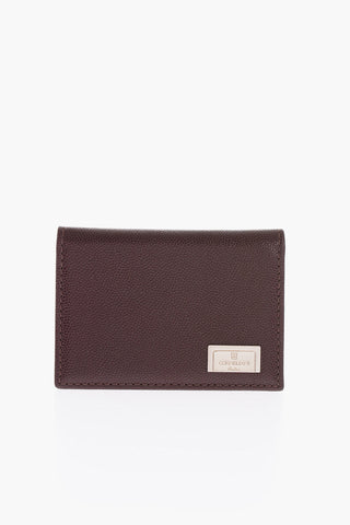 Solid Color Textured Leather Card Holder