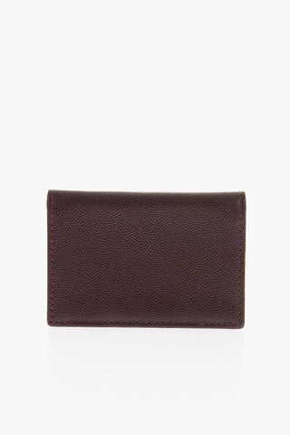 Solid Color Textured Leather Card Holder