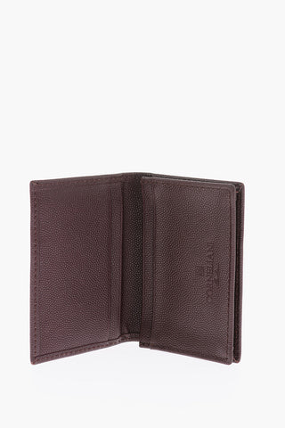 Solid Color Textured Leather Card Holder