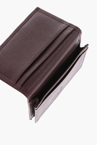 Solid Color Textured Leather Card Holder