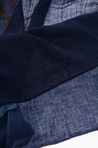Striped Detail Flax and Cotton Scarf