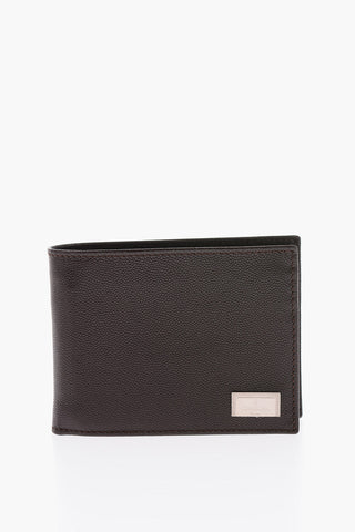 Silver Logo Pebbled Leather Wallet