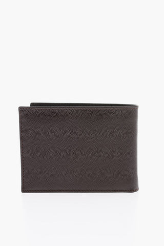 Silver Logo Pebbled Leather Wallet