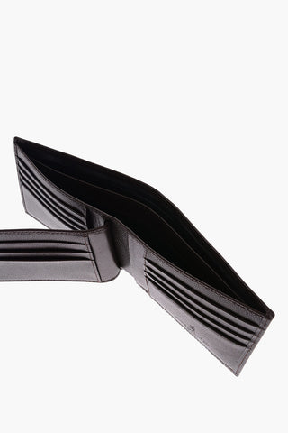 Silver Logo Pebbled Leather Wallet