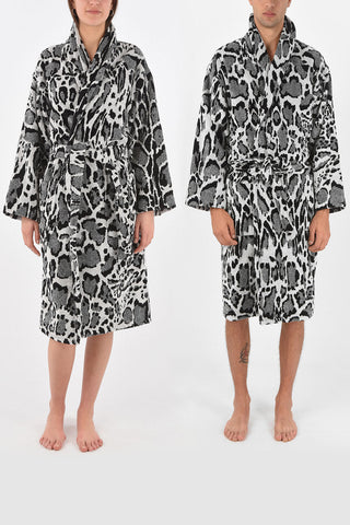 HOME animal printed cotton bathrobe