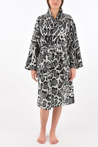 HOME animal printed cotton bathrobe