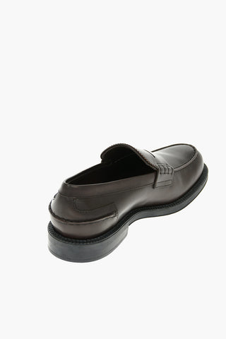 Leather Penny Loafers with Embossed Logo